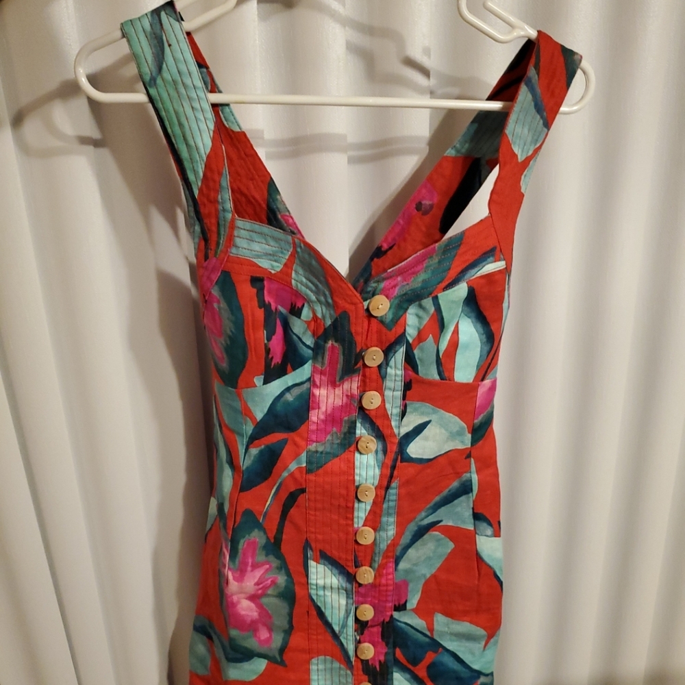 NWT Farm Rio Summer Foliage Red Dress XS